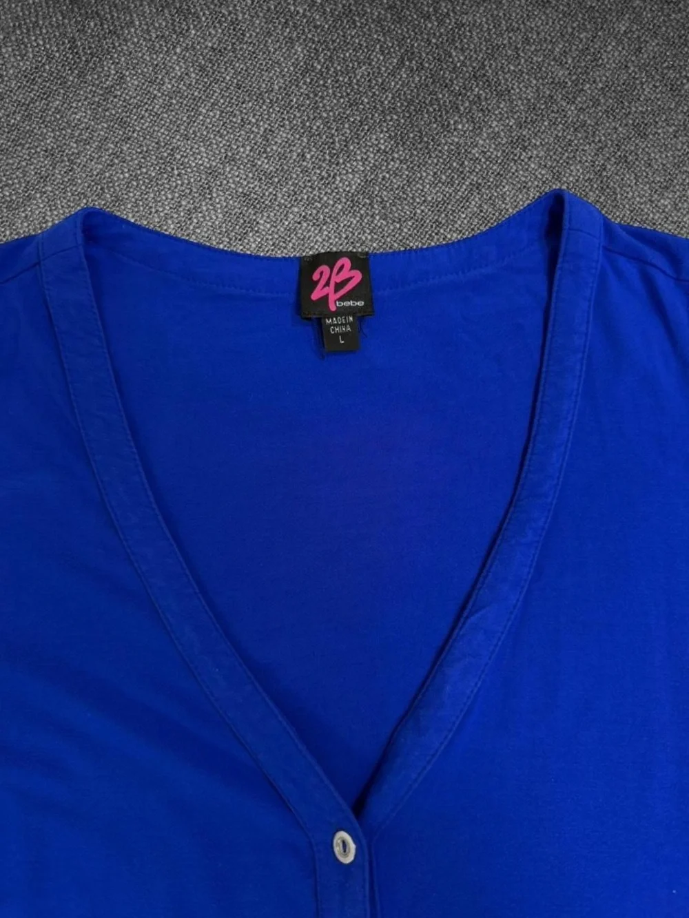 2B Bebe Blue Cold Shoulder Button Front Blouse - Picture 4 of 8